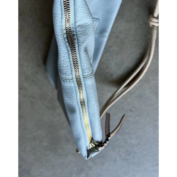 London Fog Travel Bag Houndstooth Brwn Barrel Duffle Leather Light Blue Bag - Picture 11 of 14